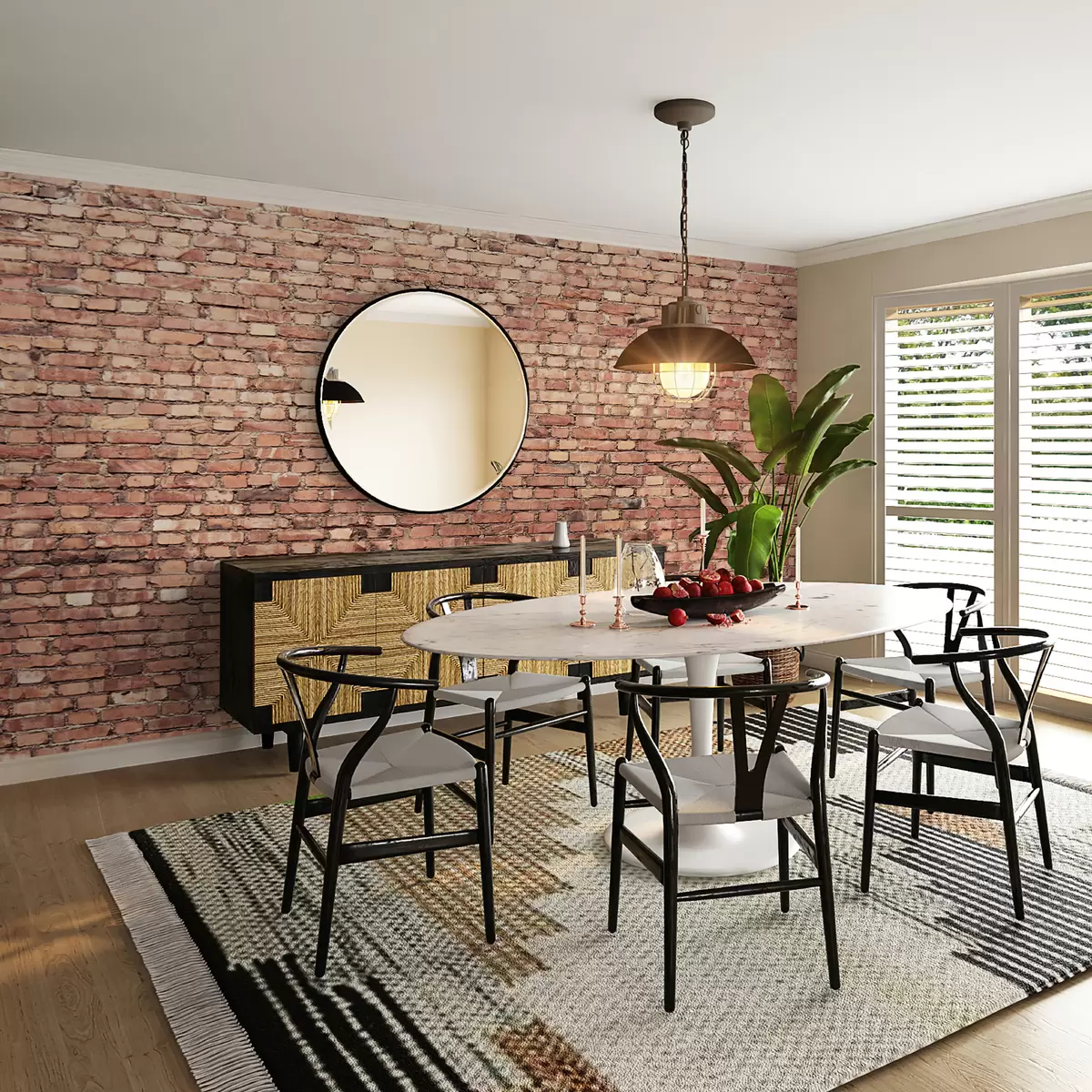 murales de pared Papel pintado de ladrillo marrón u53032