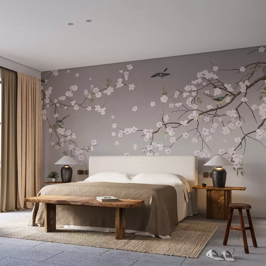 murales de pared pájaros y flores de primavera u79616