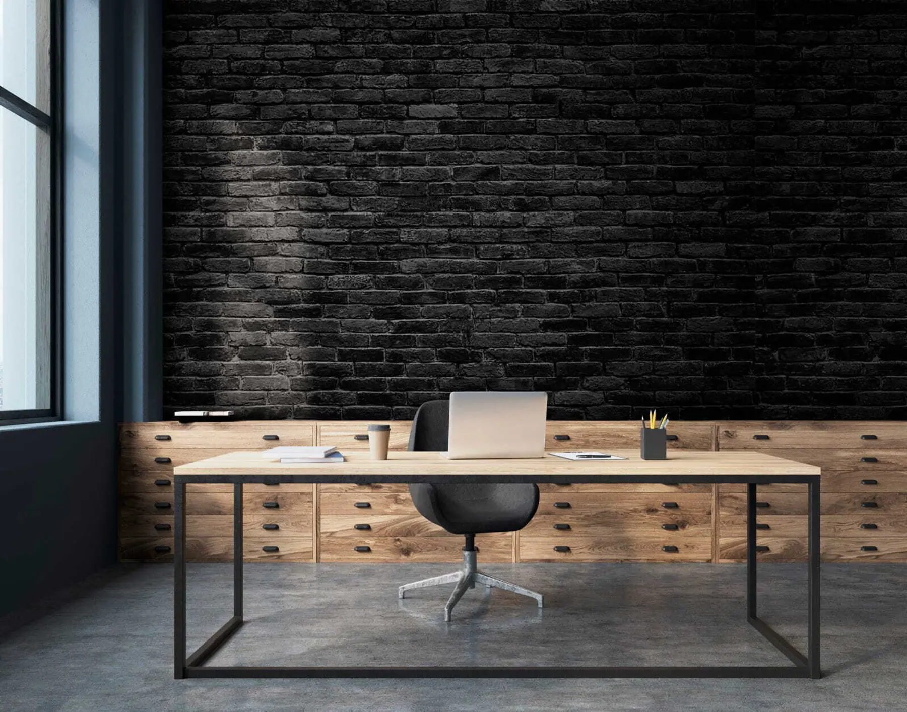 murales de pared Papel pintado de ladrillo negro u53027