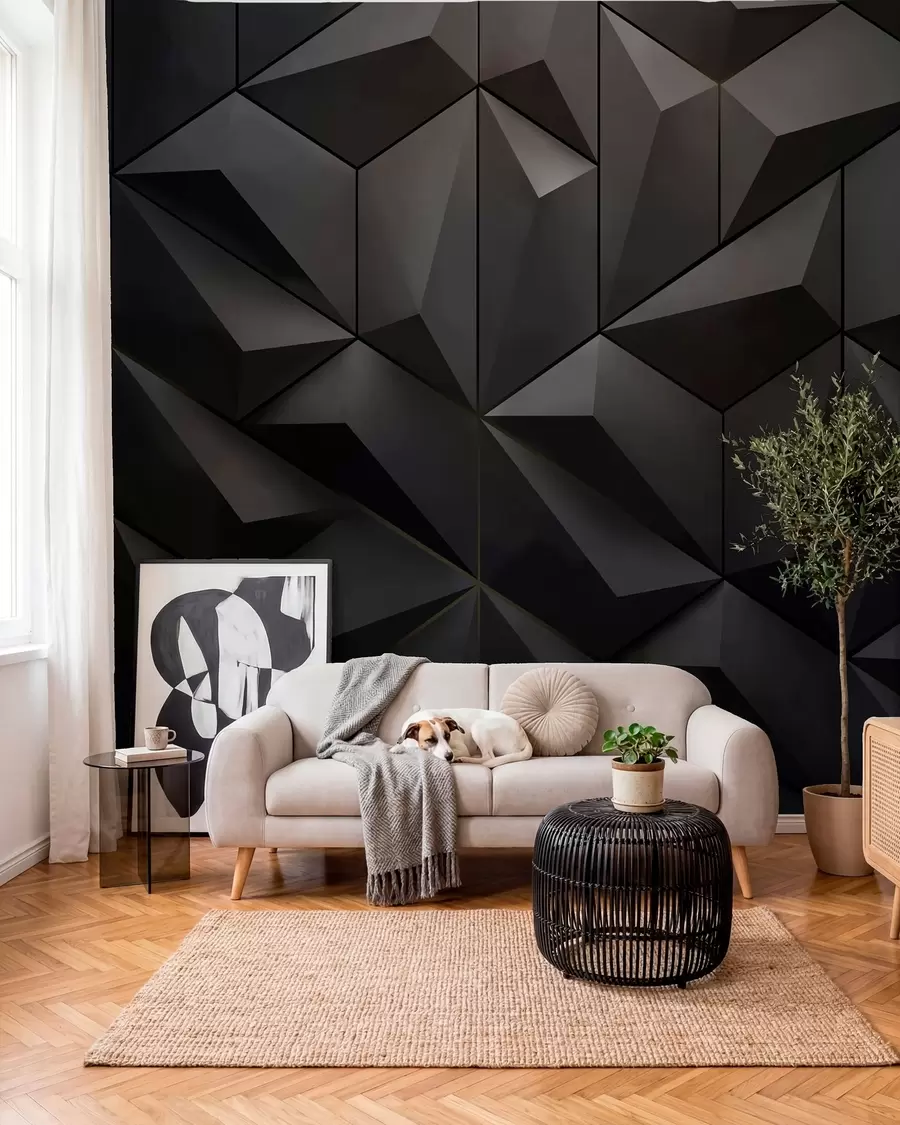 murales de pared Facetas negras u79936