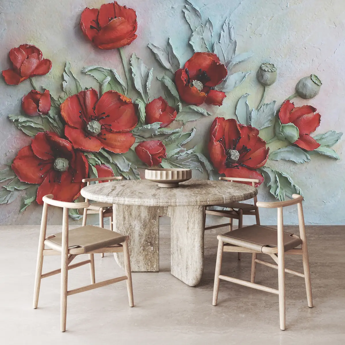 murales de pared Amapolas 3d u12788