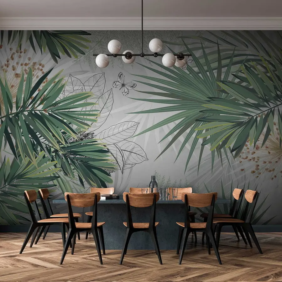murales de pared Ramas verdes de palmeras u12819