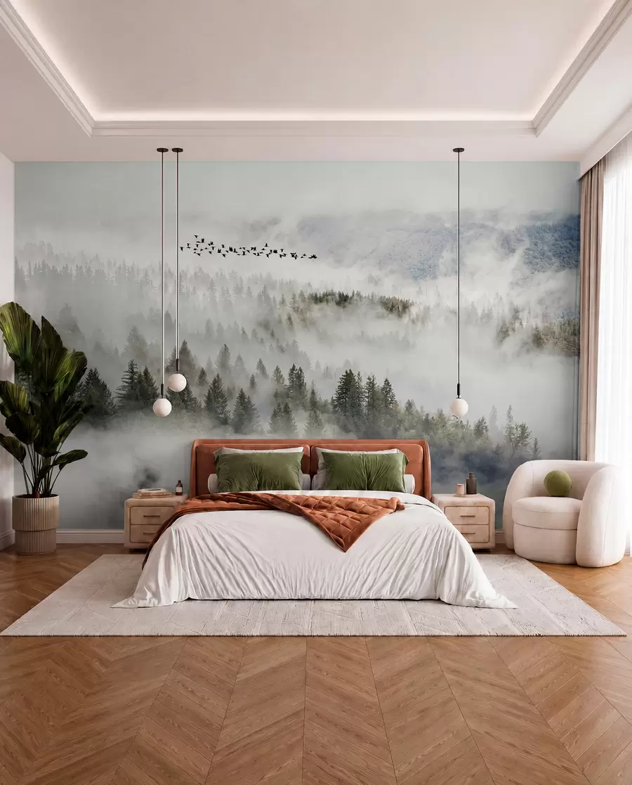 murales de pared Aves sobre la niebla u13823