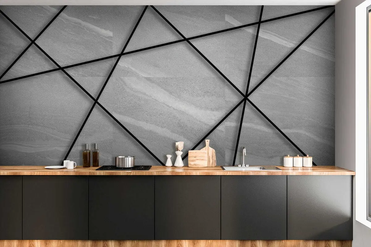 murales de pared Mármol gris y líneas negras. u16341