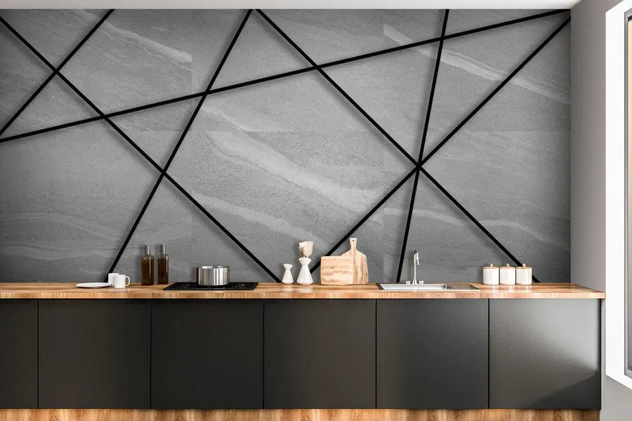 murales de pared Mármol gris y líneas negras. u16341