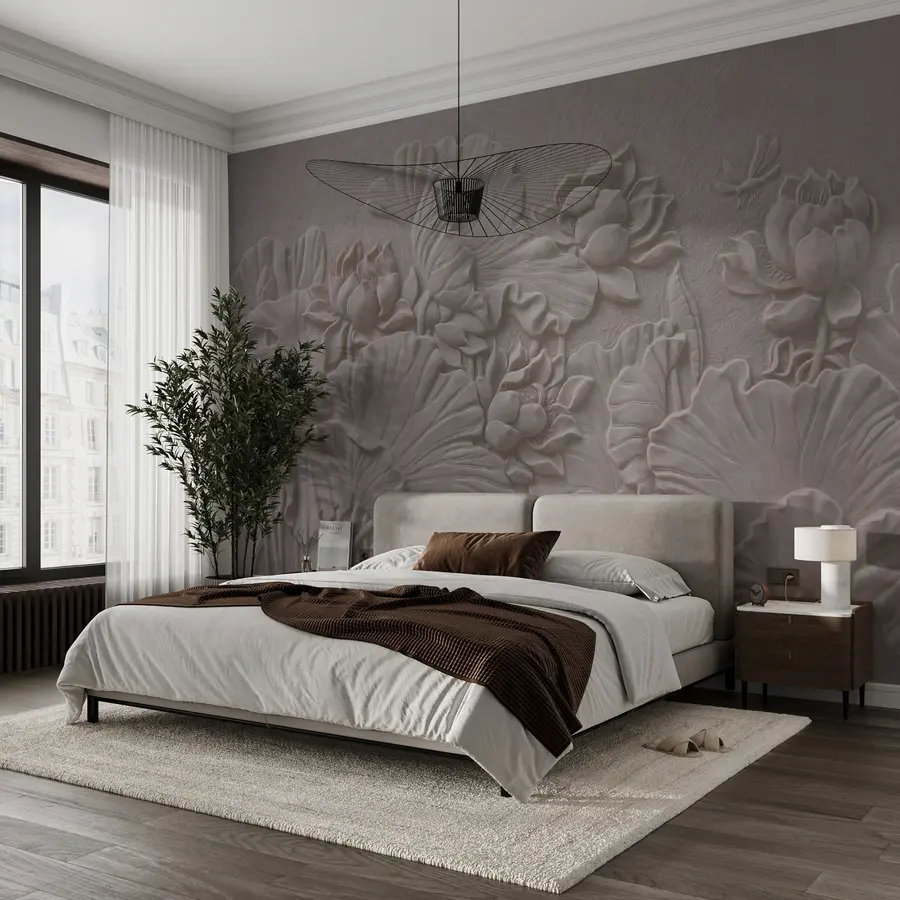 murales de pared flores de loto en yeso u21336
