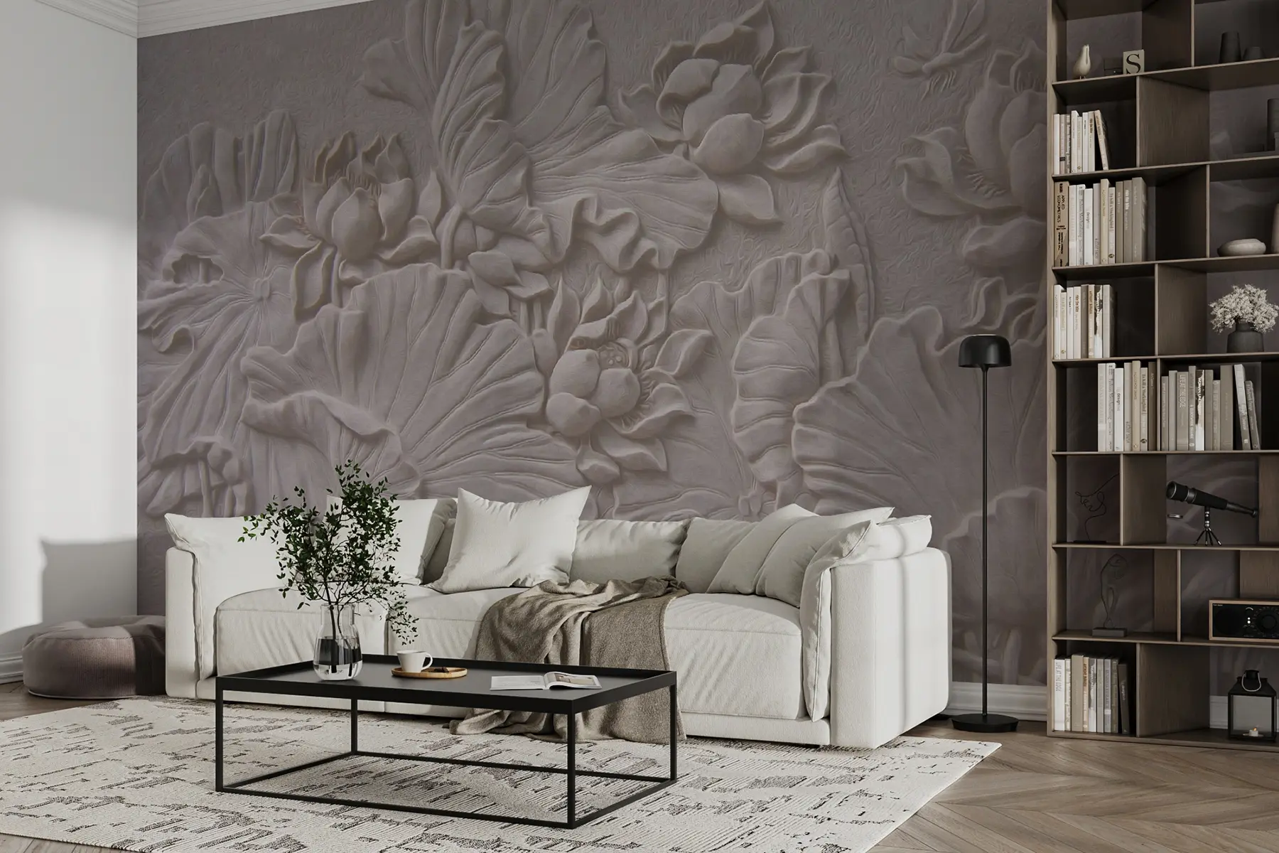 murales de pared flores de loto en yeso u21336