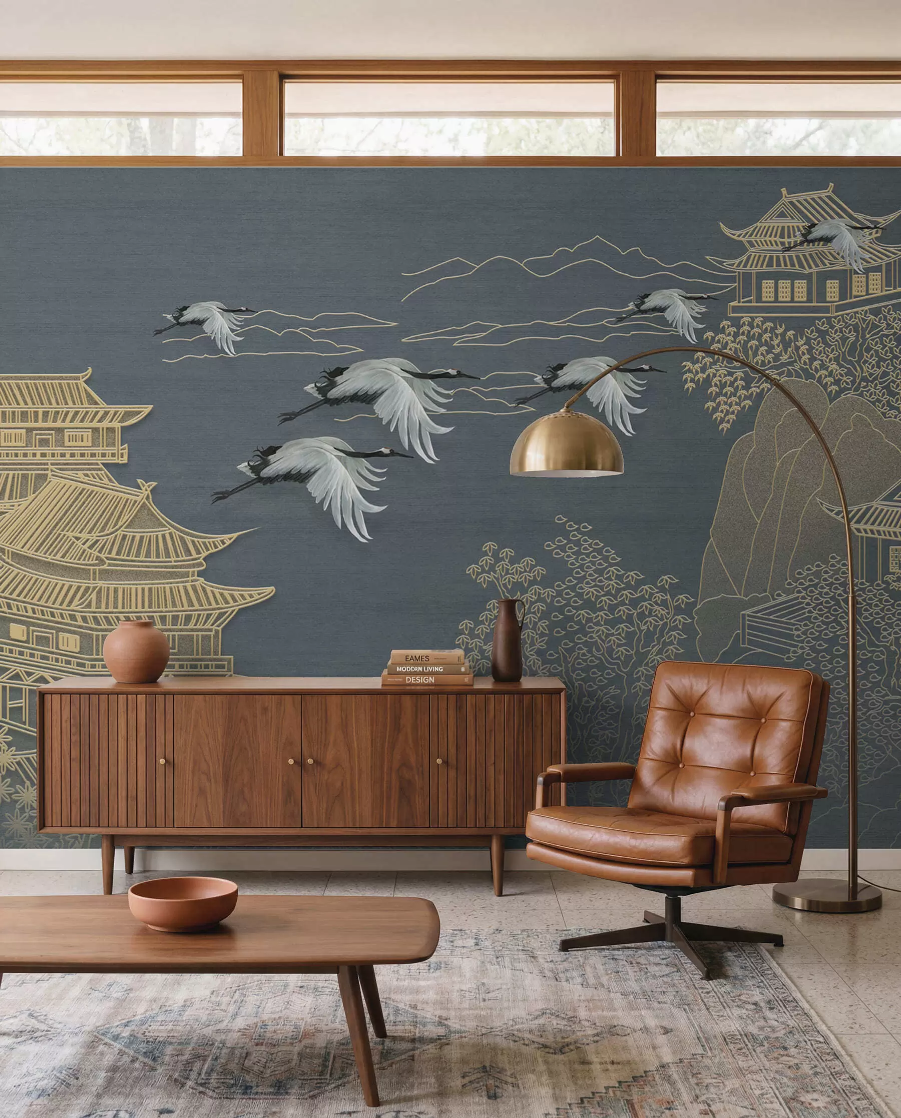 murales de pared Grullas y pagodas u38720