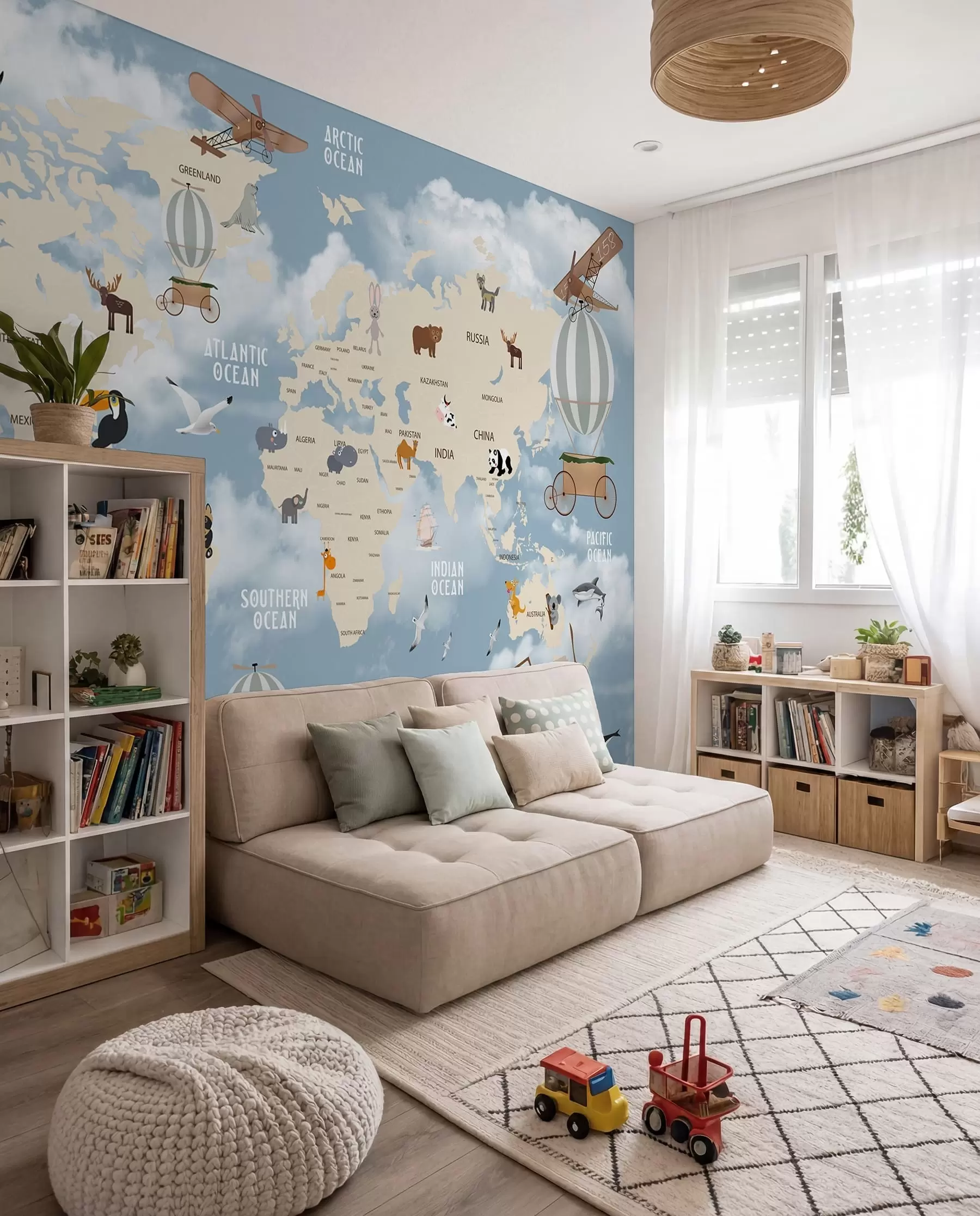 murales de pared mapamundi con animales u48123