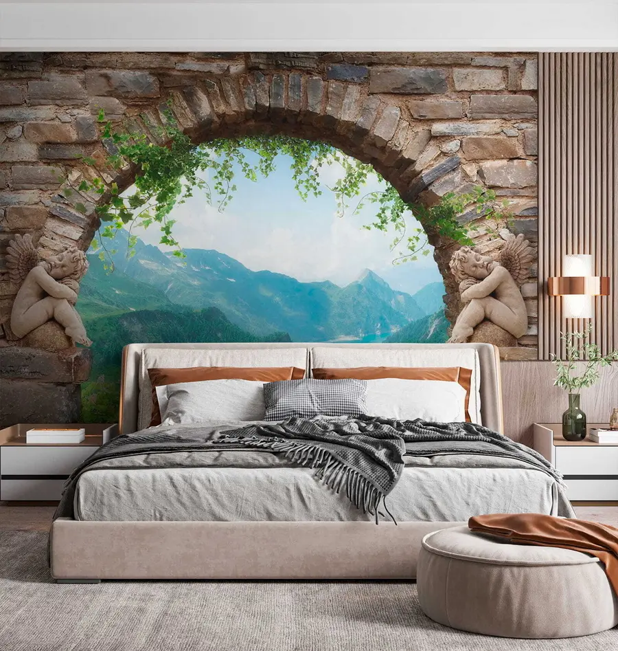 murales de pared Arco con vista a las montañas u52506