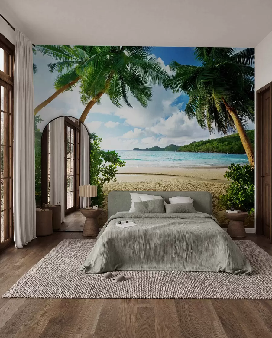 murales de pared Palmera junto a la laguna u53753