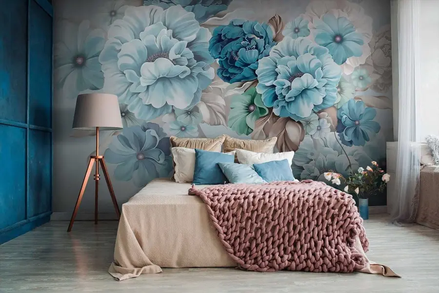 murales de pared Delicadas flores azules u59900
