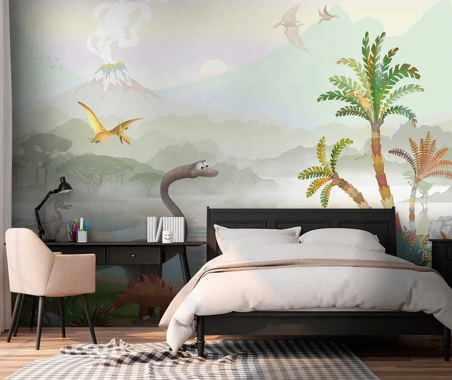 murales de pared Dinosaurios de dibujos animados u60040