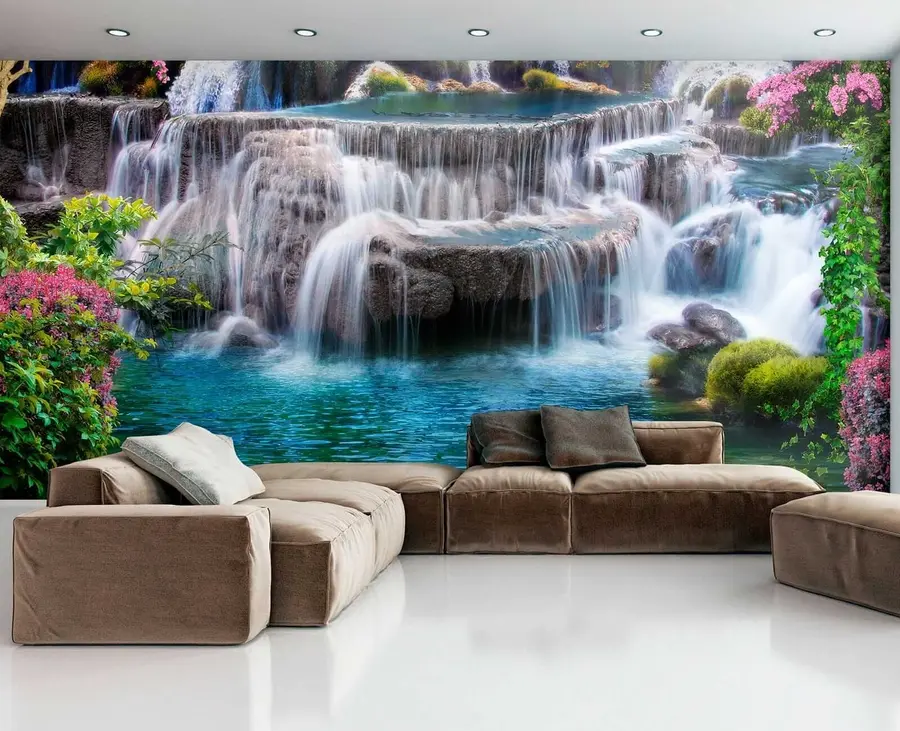 murales de pared Cascada y árboles en flor u60065