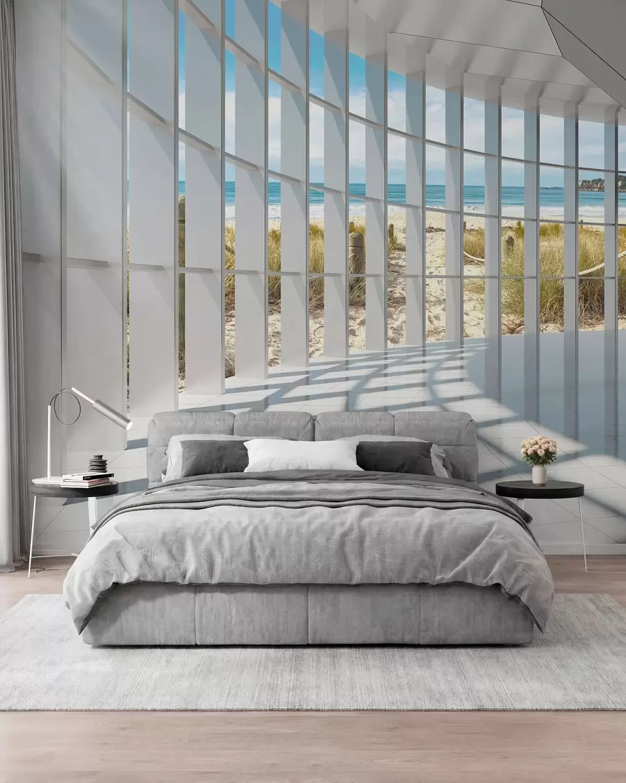 murales de pared Corredor 3D con vista al mar u70513