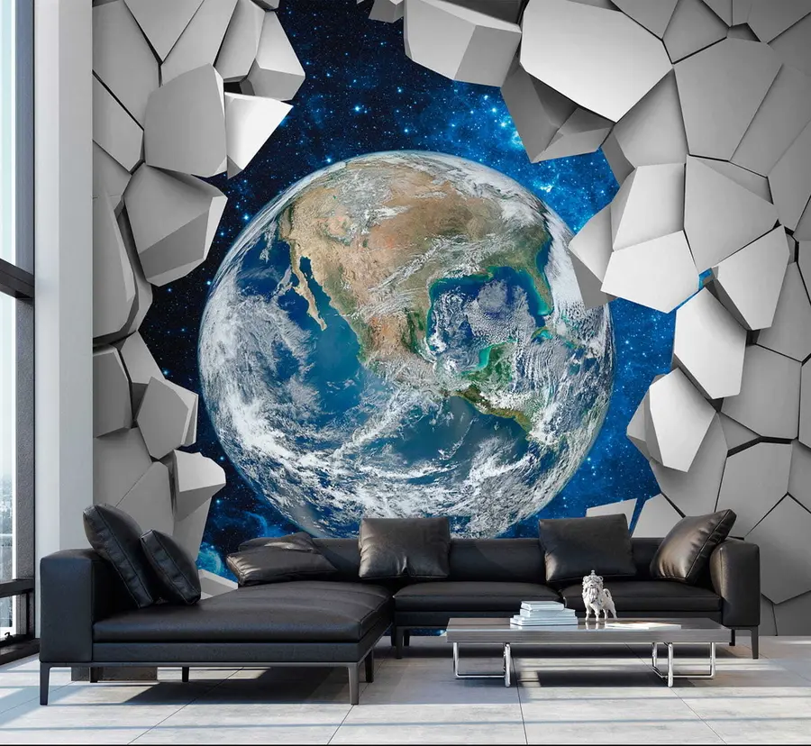 murales de pared Pared 3D y planeta u77808
