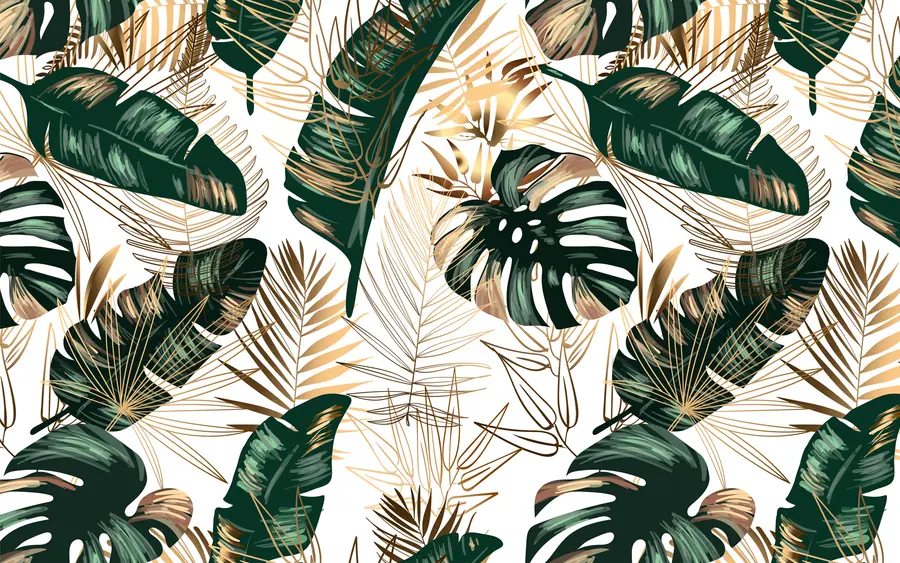 murales de pared Hojas de plátano y hojas de palma u53279