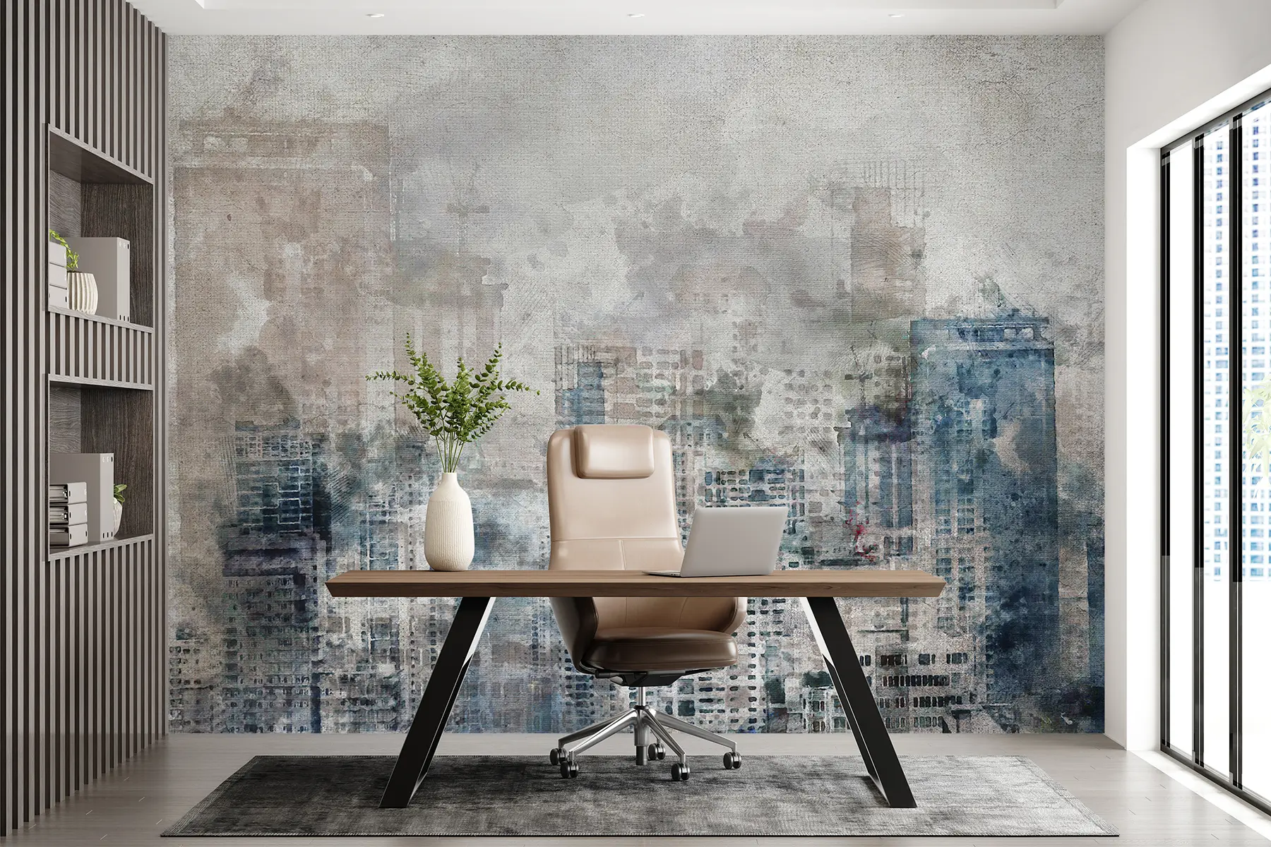 murales de pared Acuarela ciudad, lienzo u20070