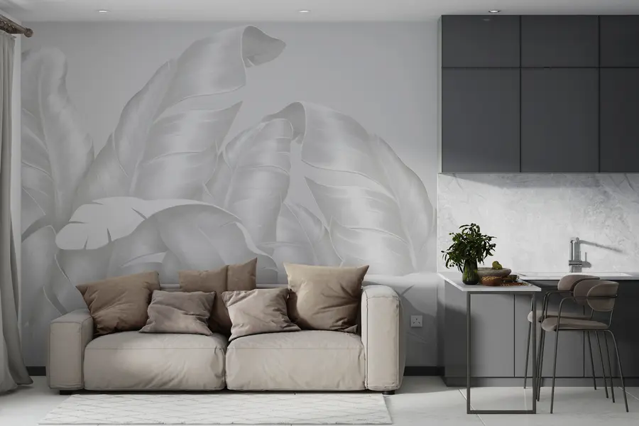 murales de pared Hojas cuadradas clásicas de color blanco w00019d1v2