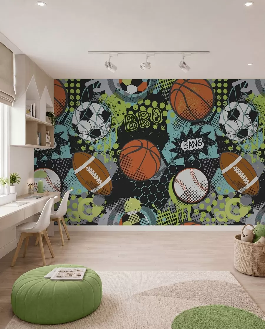 murales de pared Juego de balones de neón u99729