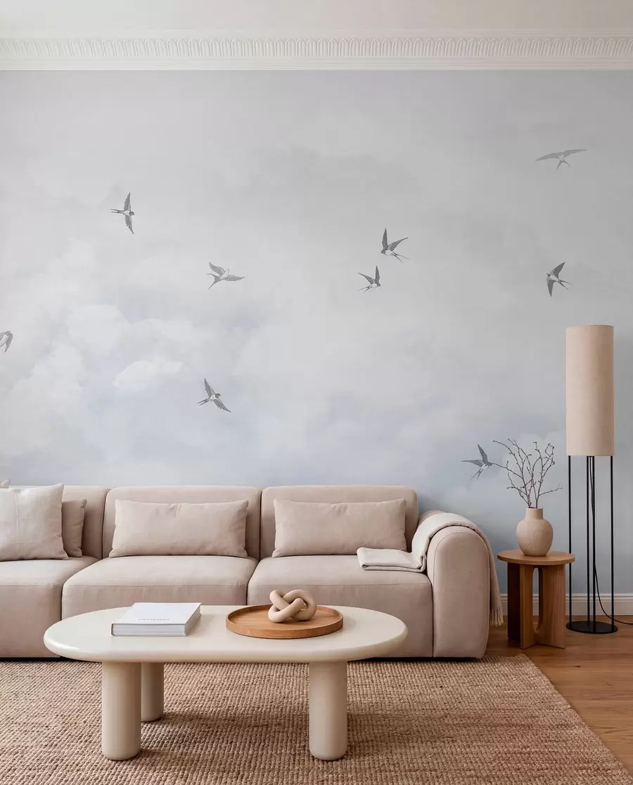 murales de pared Golondrinas en cielo nacarado w00526