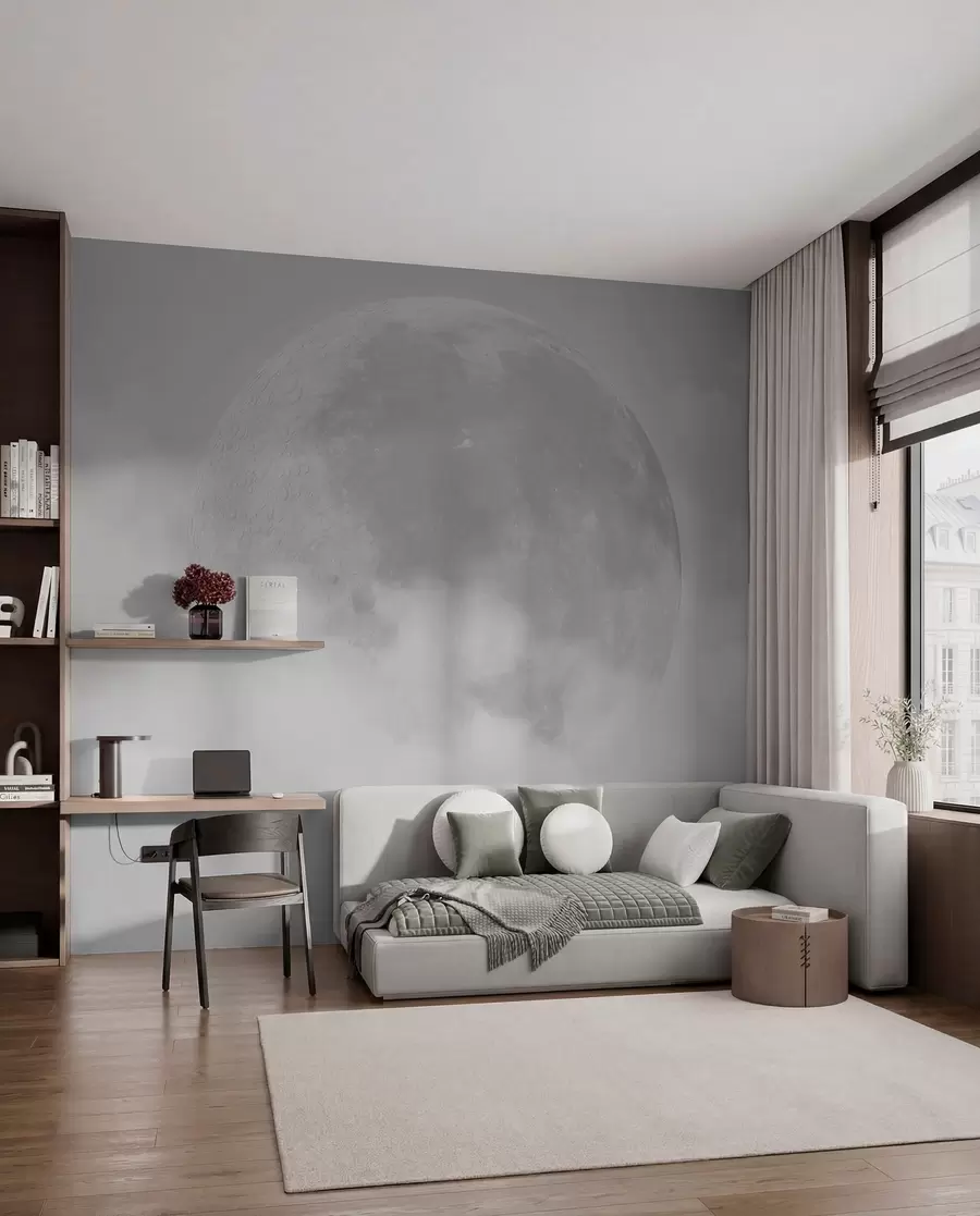 murales de pared Luna en cielo plateado w00548v1