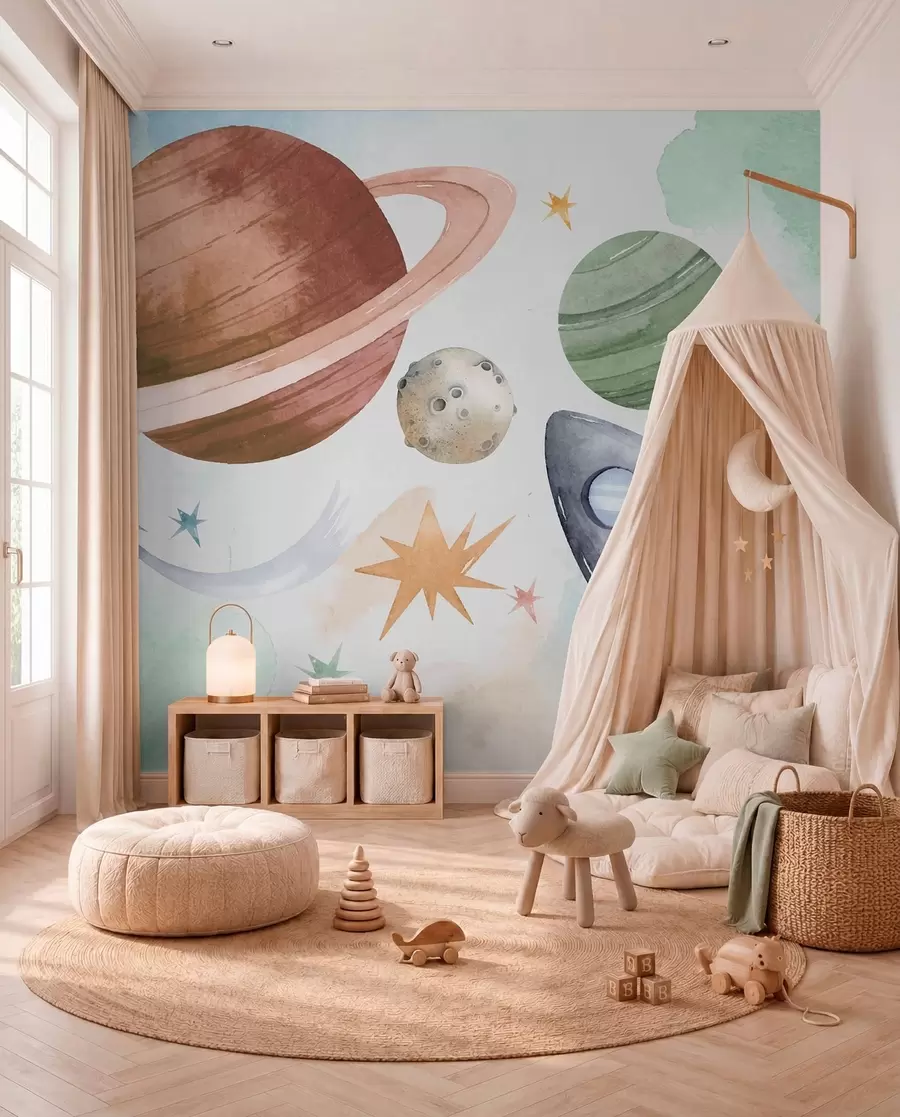 murales de pared Desfile de planetas pastel w00539