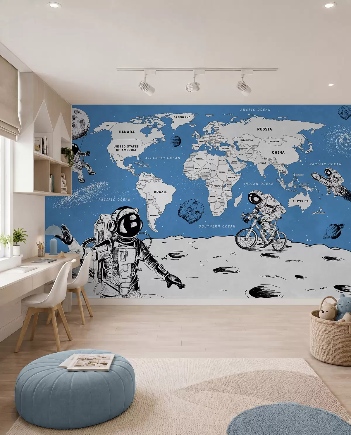murales de pared Atlas espacial en inglés w00473v1