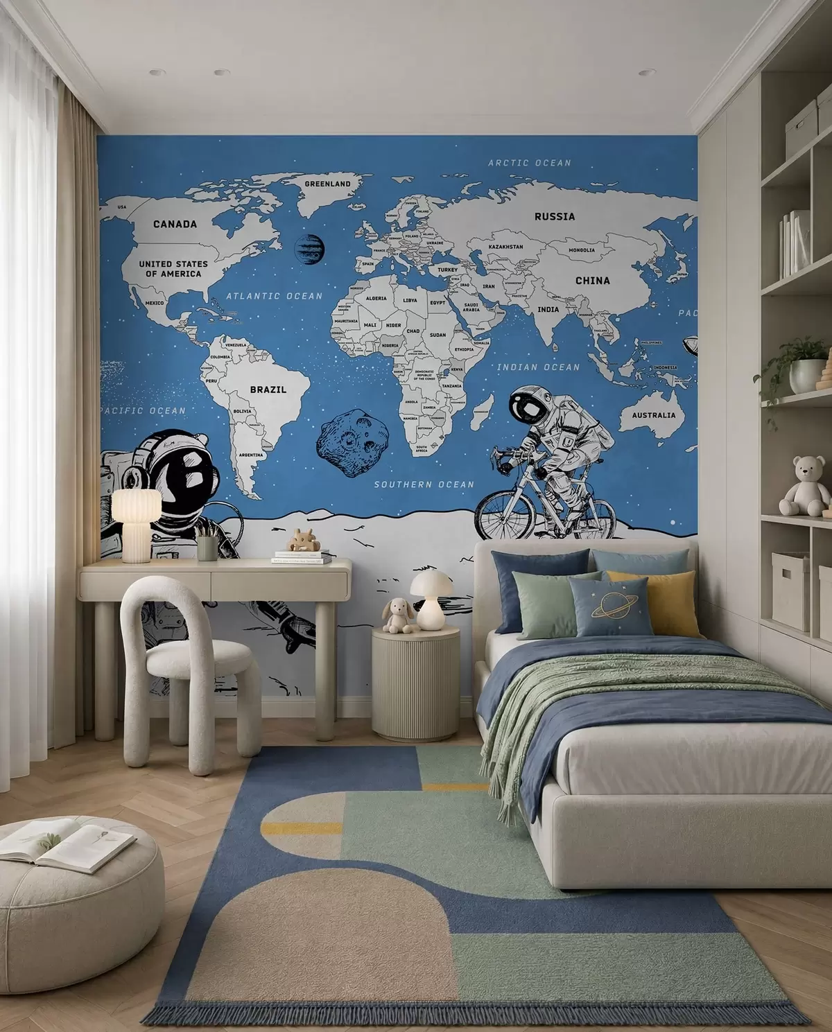 murales de pared Atlas espacial en inglés w00473v1