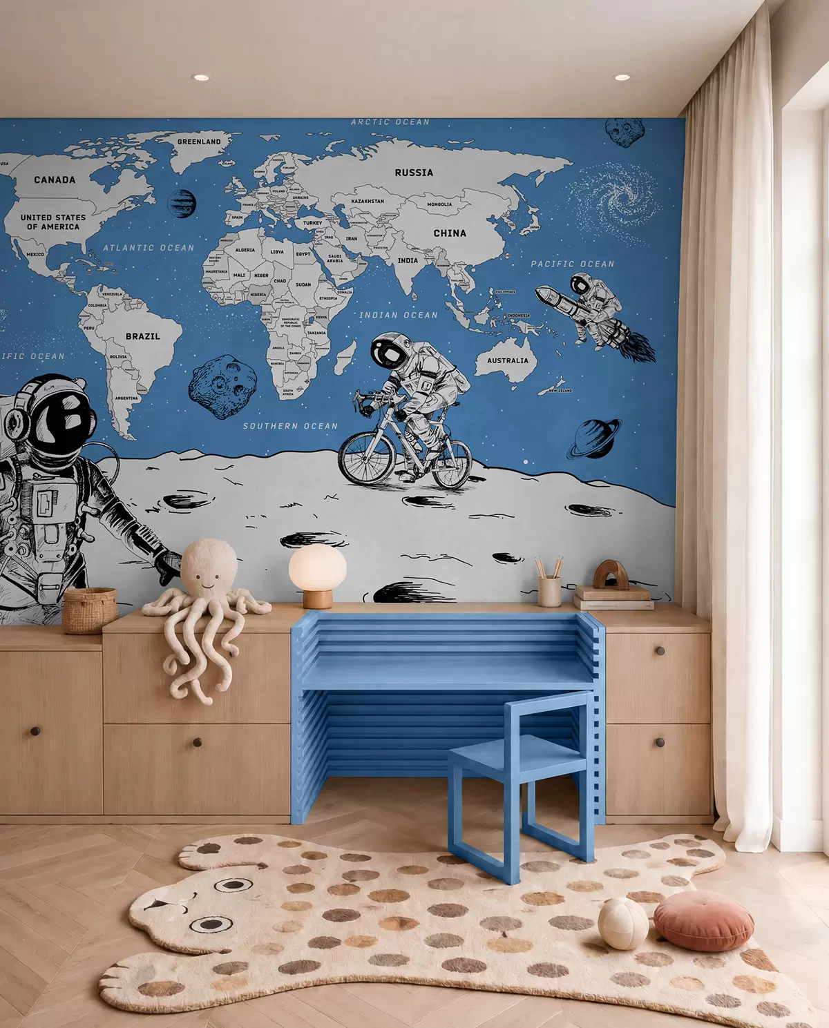 murales de pared Atlas espacial en inglés w00473v1