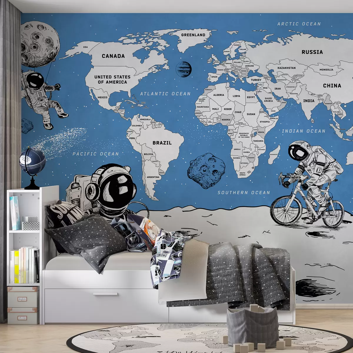 murales de pared Atlas espacial en inglés w00473v1