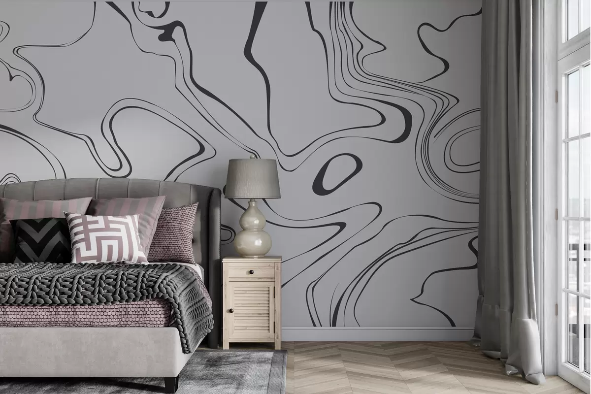 murales de pared Fondo abstracto con efecto mármol en negro w00634v1