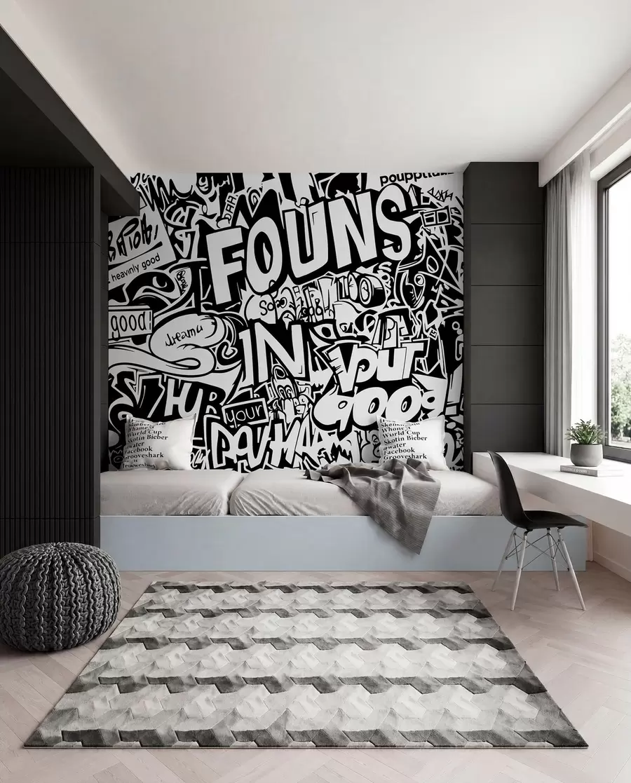 murales de pared Grafiti en blanco y negro w01190