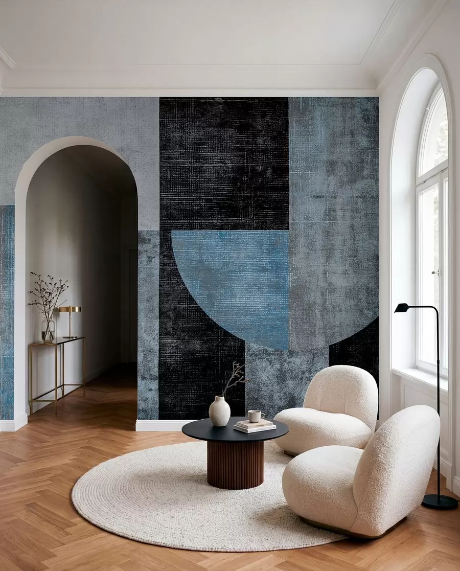 murales de pared Ritmo en azul acero w07878v1