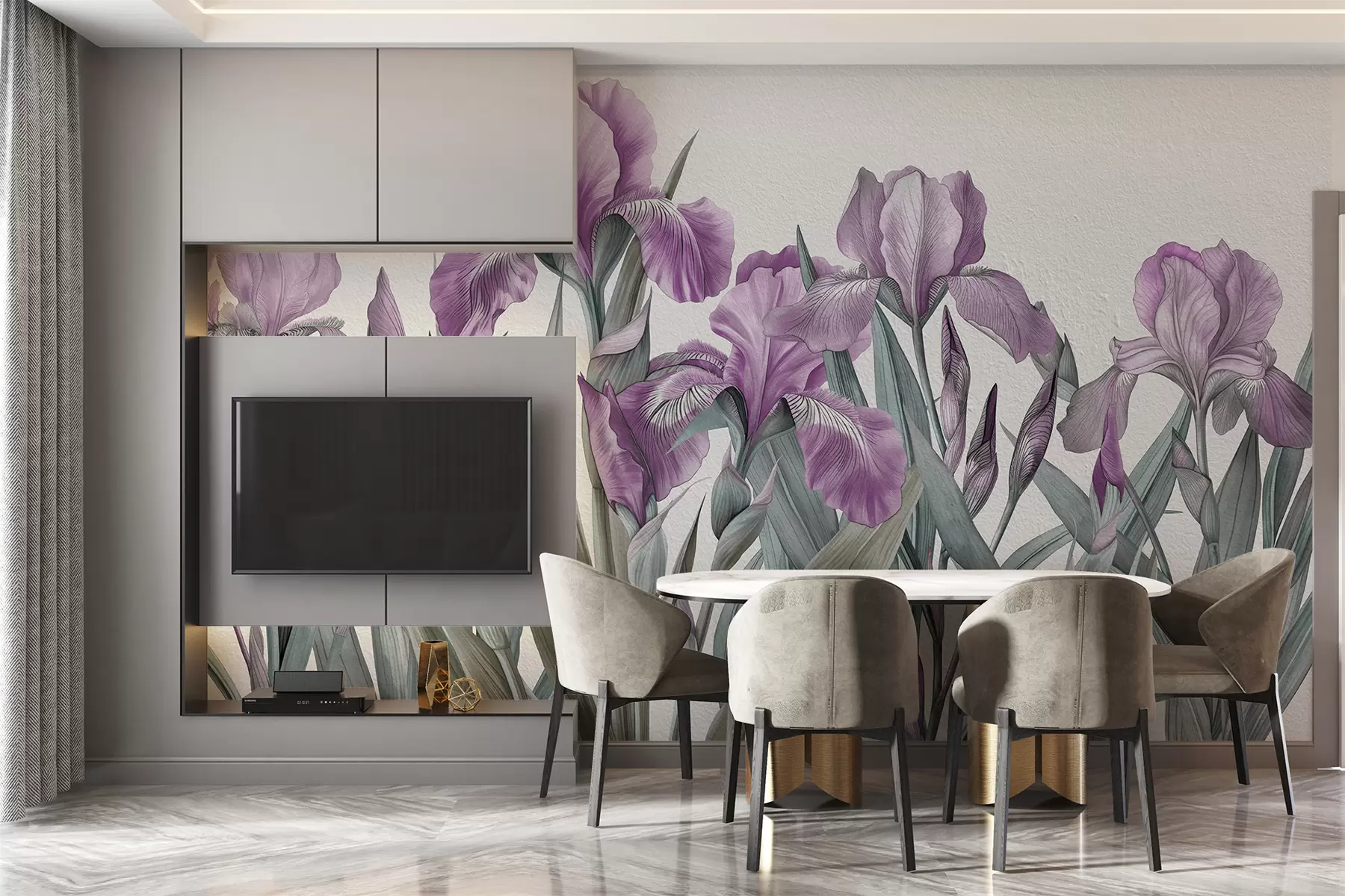 murales de pared Grandes lirios rosados pintados sobre un muro de hormigón blanco w07949v1