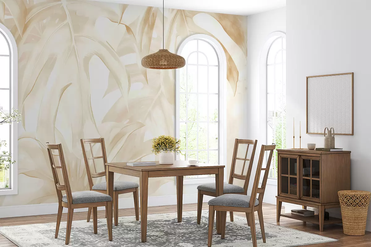 murales de pared hojas color beige w08062