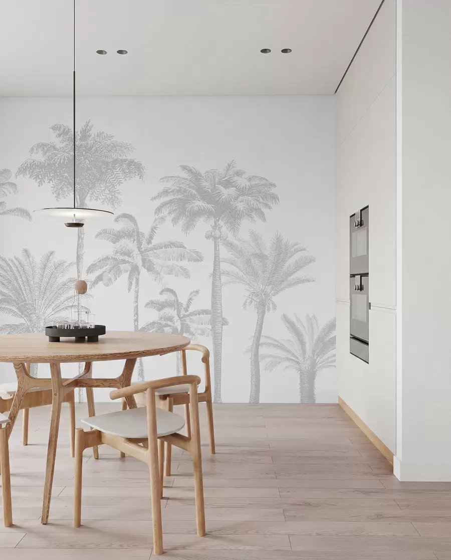 murales de pared Palmeral en plata w08111v2