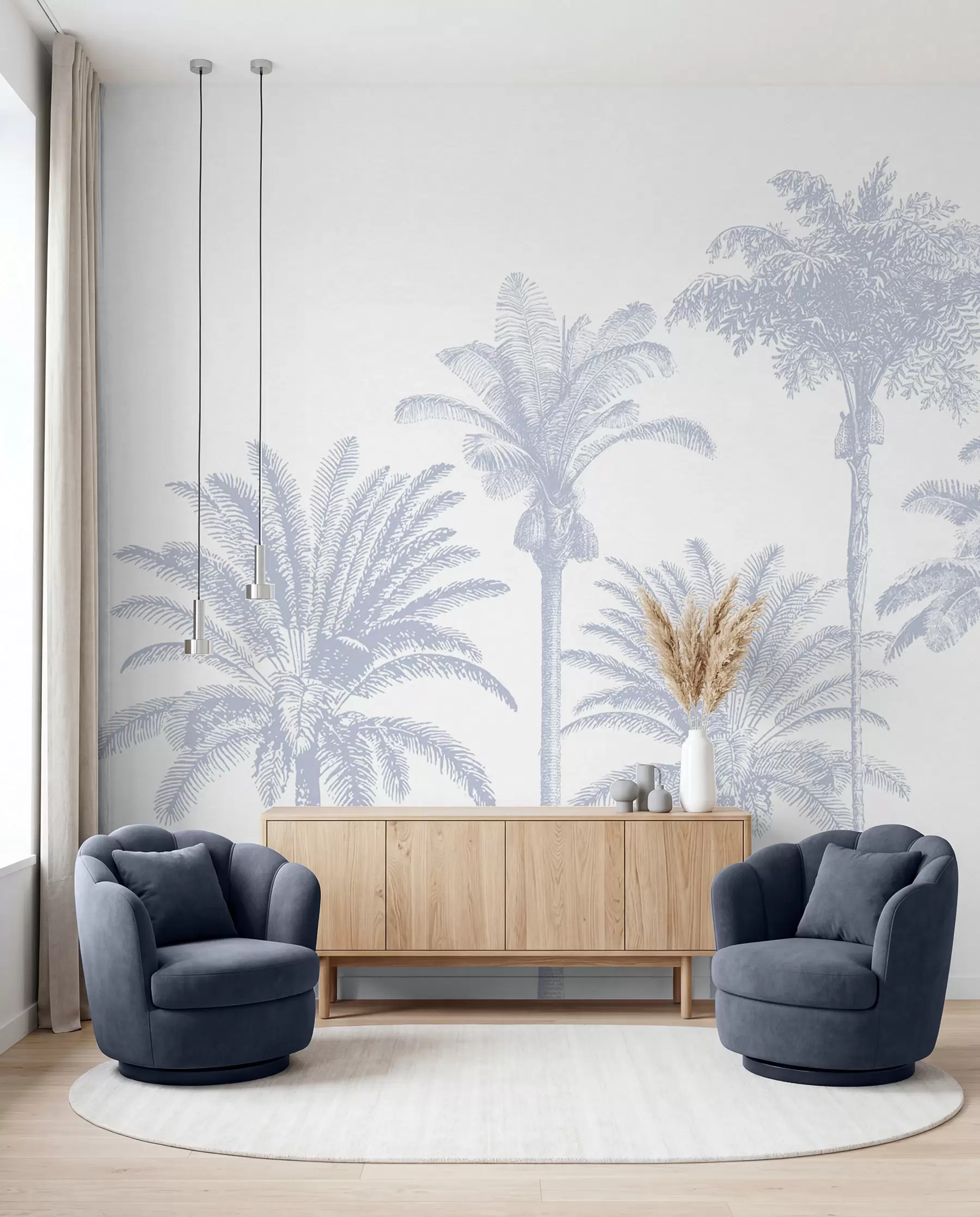murales de pared Palmeral en lila w08111v4
