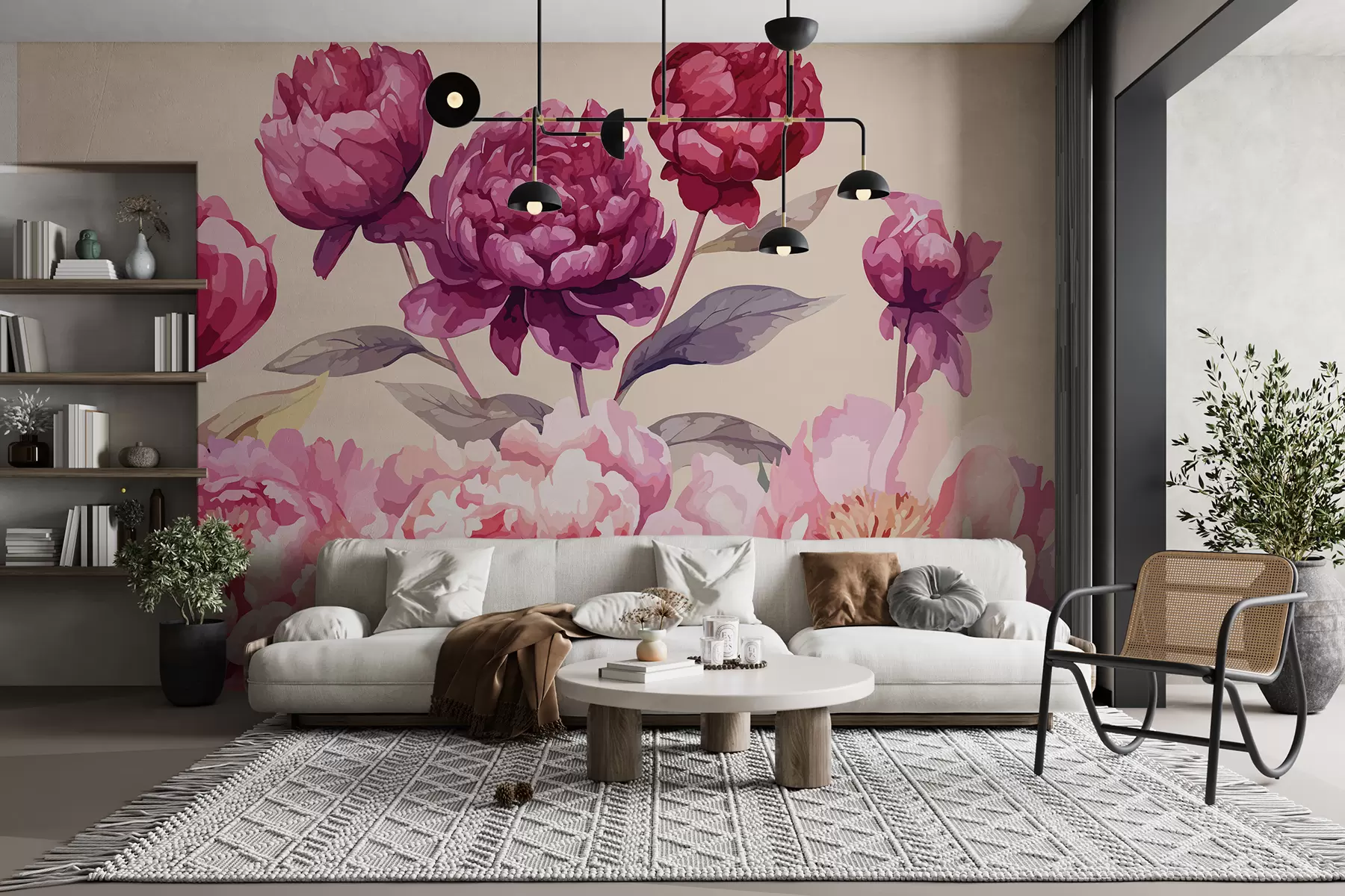 murales de pared Peonías en acuarela w01364