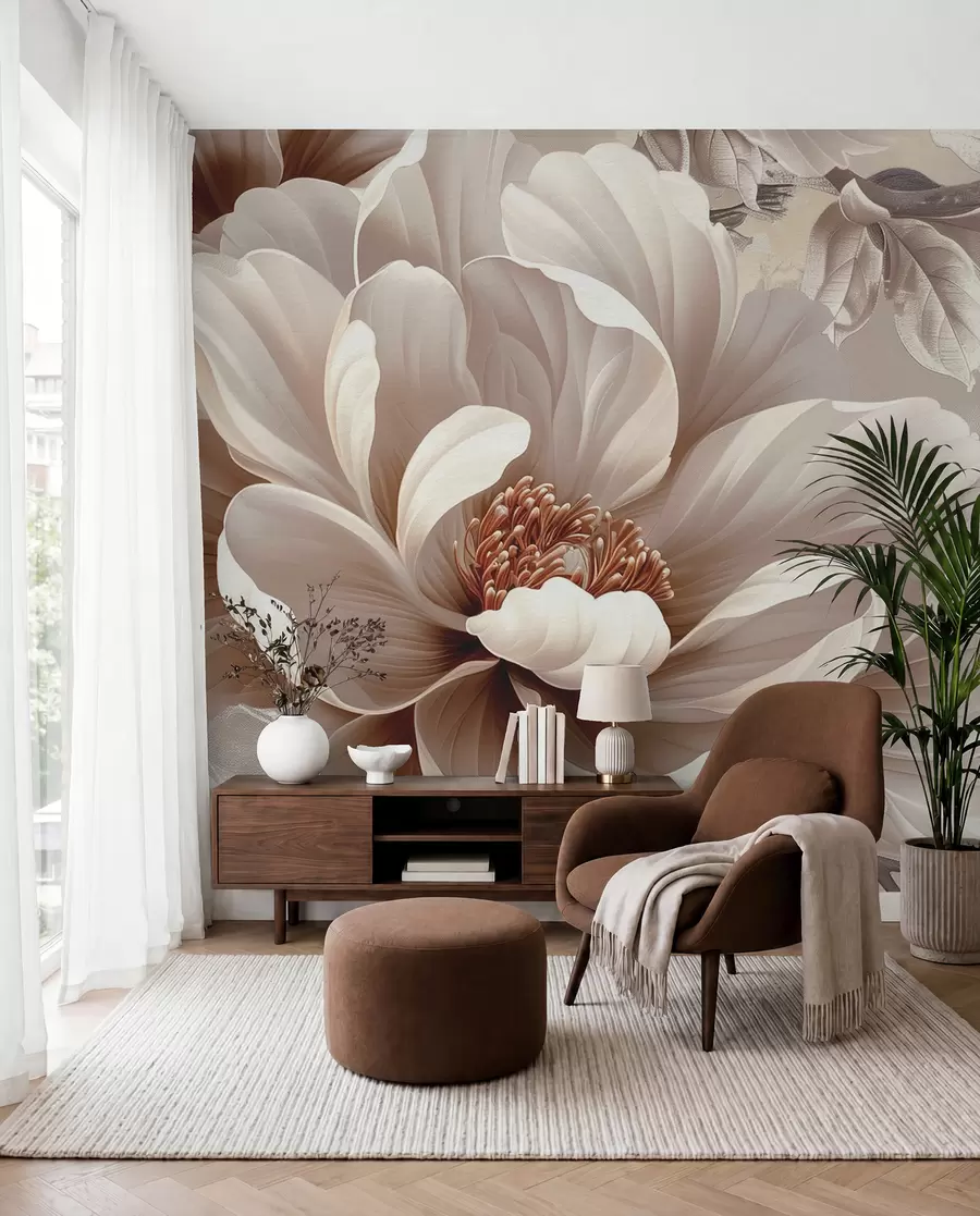 murales de pared Flor durazno y arabescos w08181