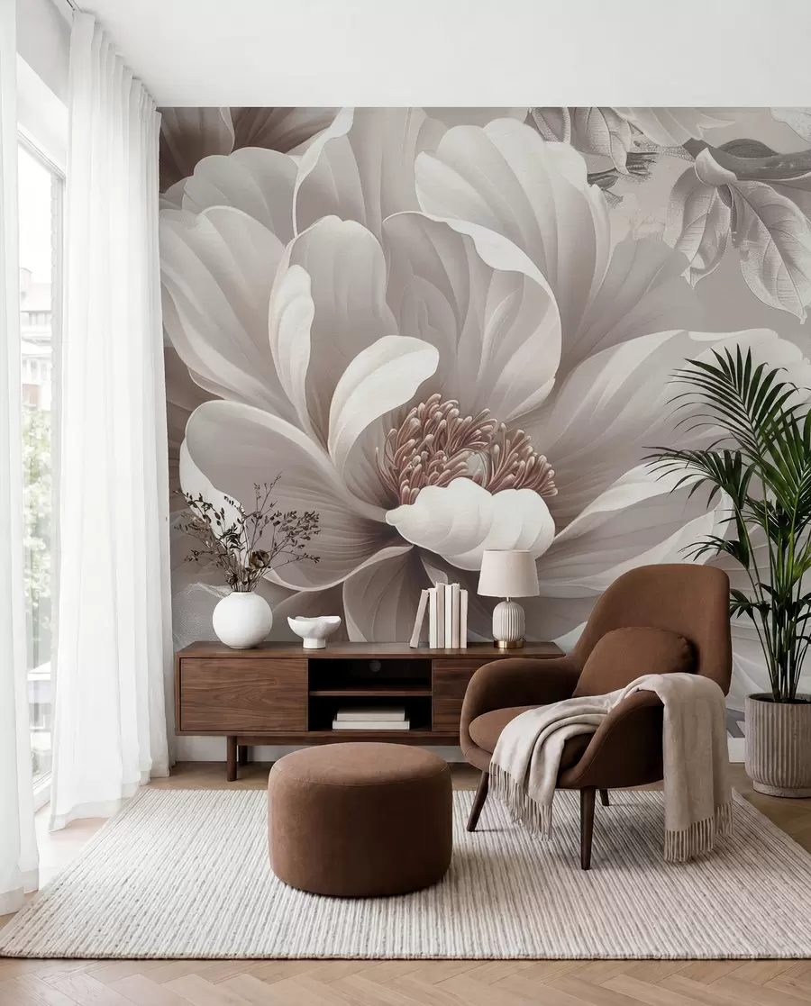 murales de pared Flor malva y arabescos w08181v1
