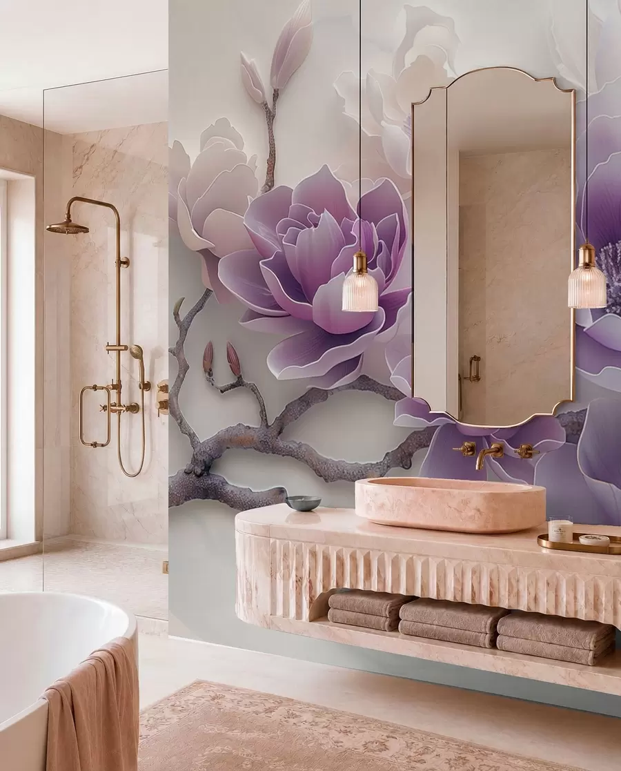 murales de pared Magnolia en lila w01359