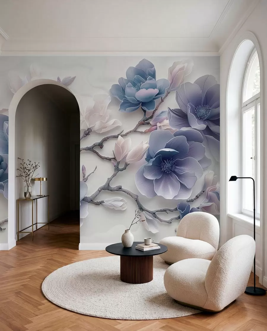 murales de pared Magnolia en azul w01359v1