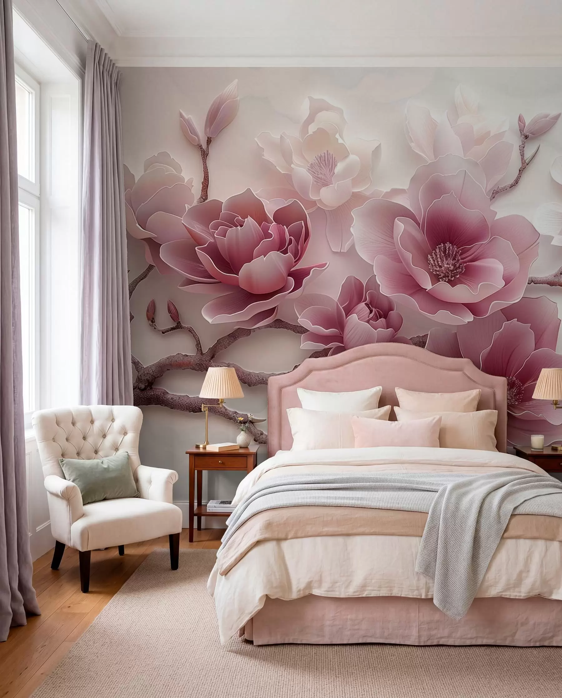 murales de pared Magnolia en rosa w01359v2