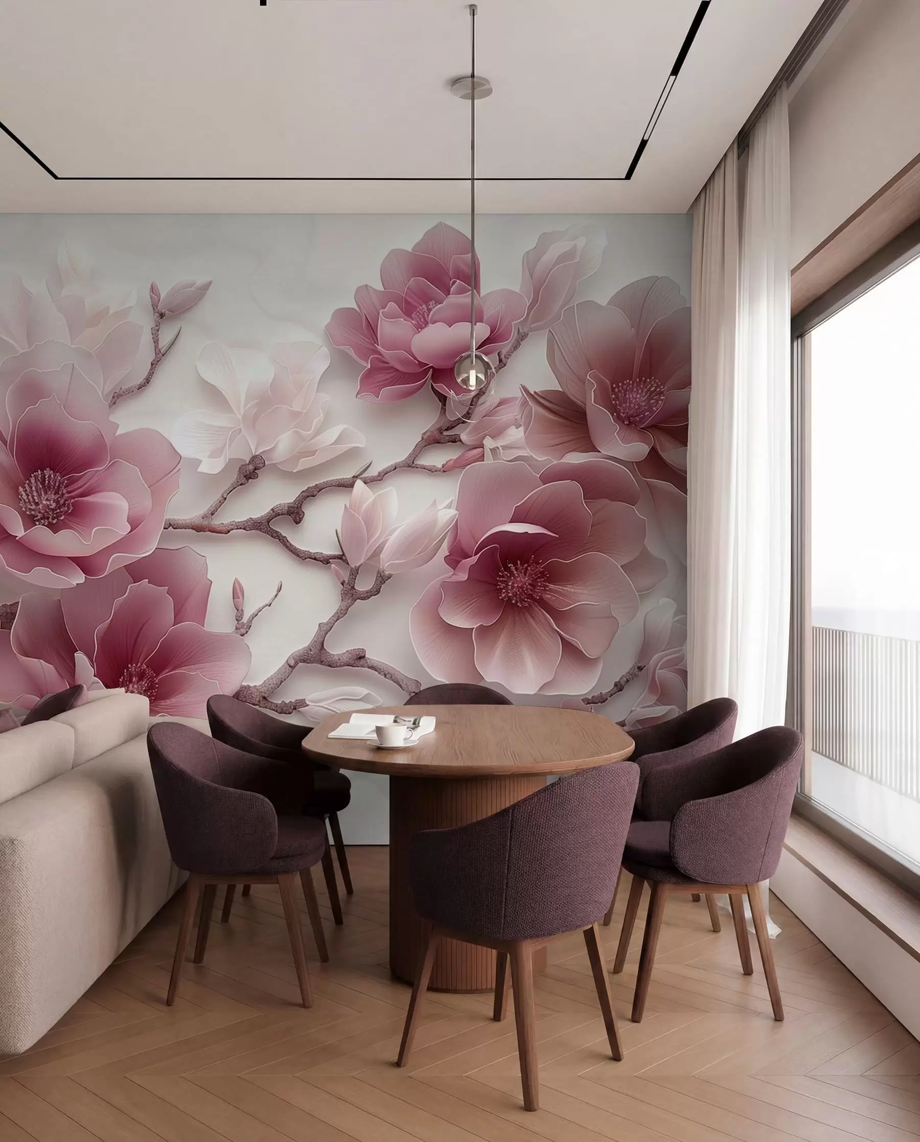 murales de pared Magnolia en rosa w01359v2