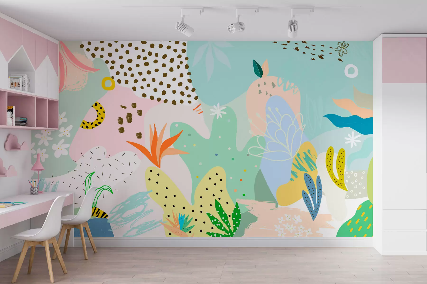 murales de pared Geometría abstracta colorida de la jungla w01467v1