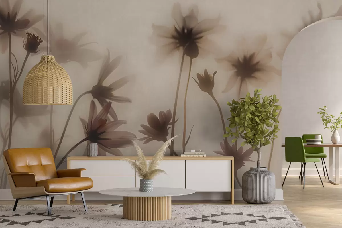 murales de pared Delicadas flores en la niebla. w01468