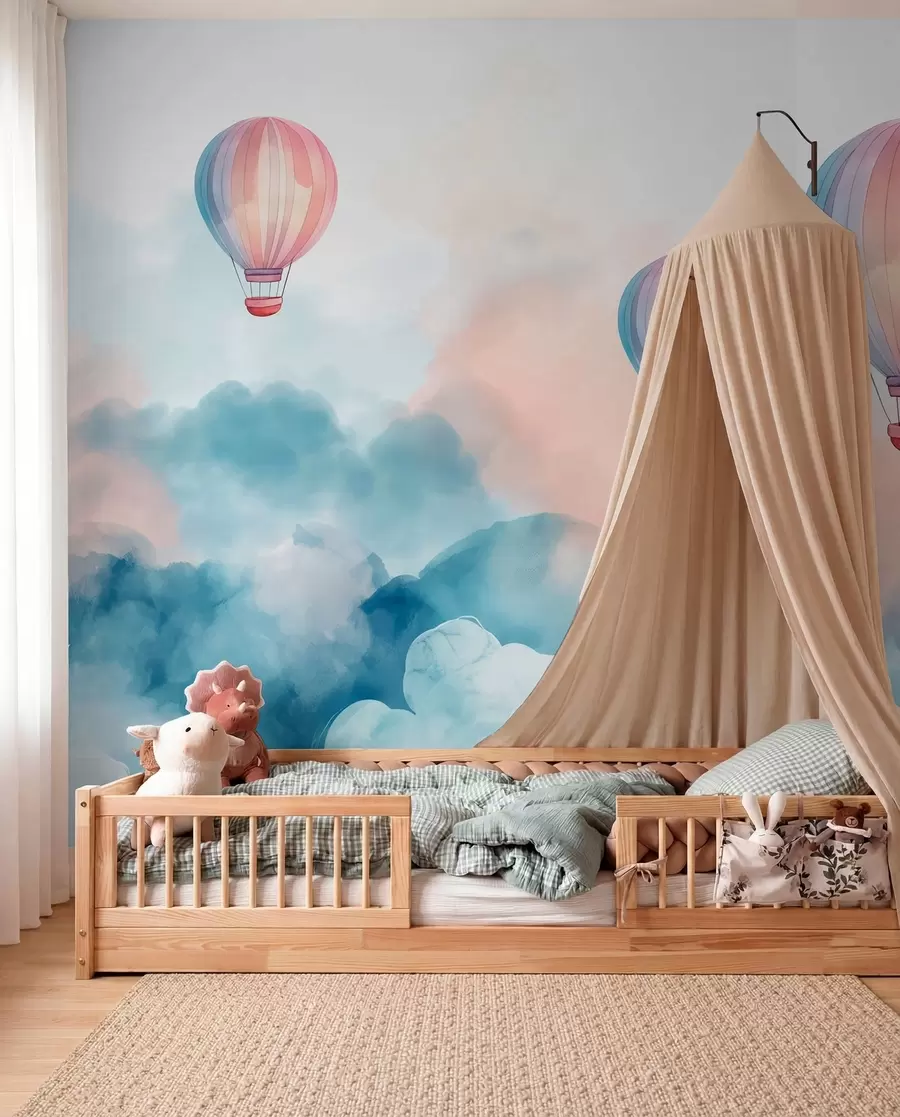 murales de pared Globos de acuarela en las nubes w01011