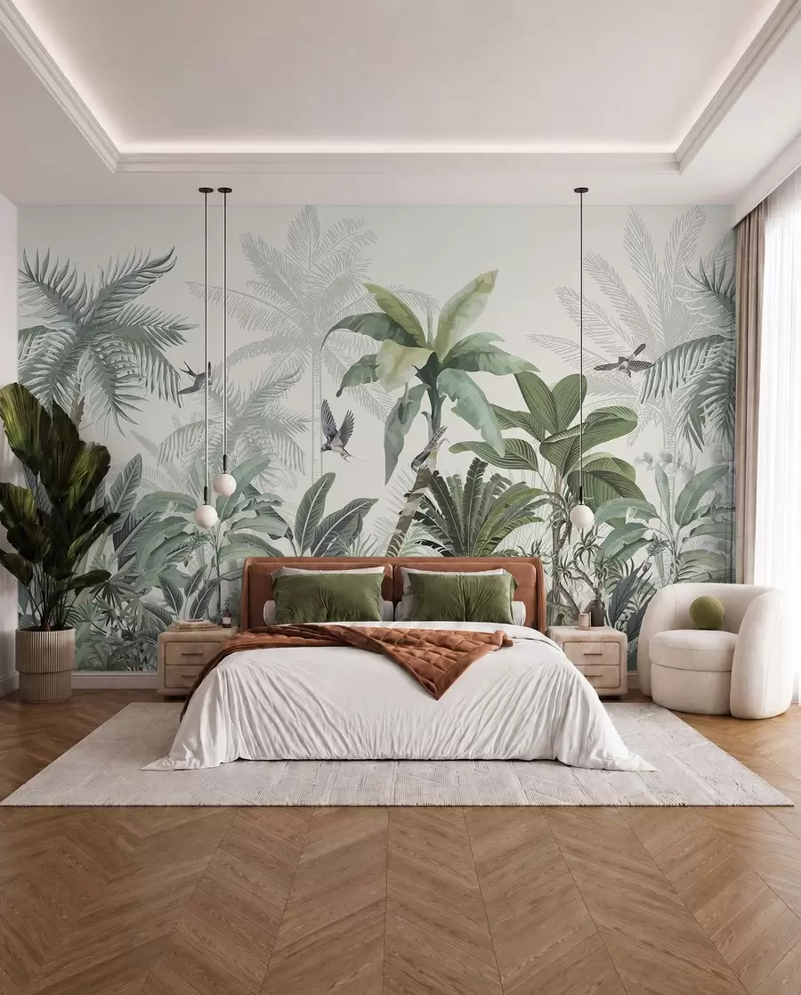 murales de pared Grabados de palmeras claras w08239