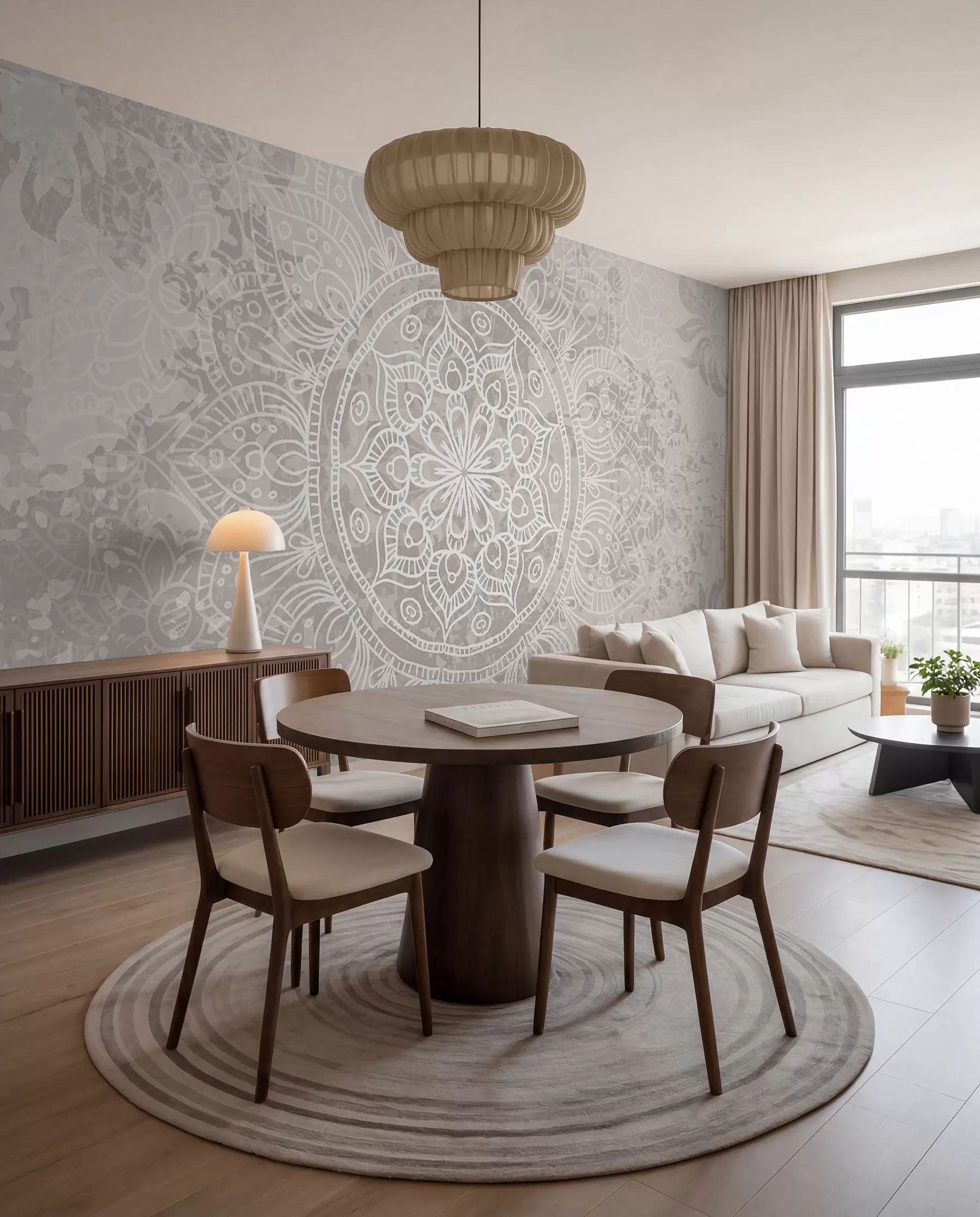 murales de pared Mandala de líneas finas w08246